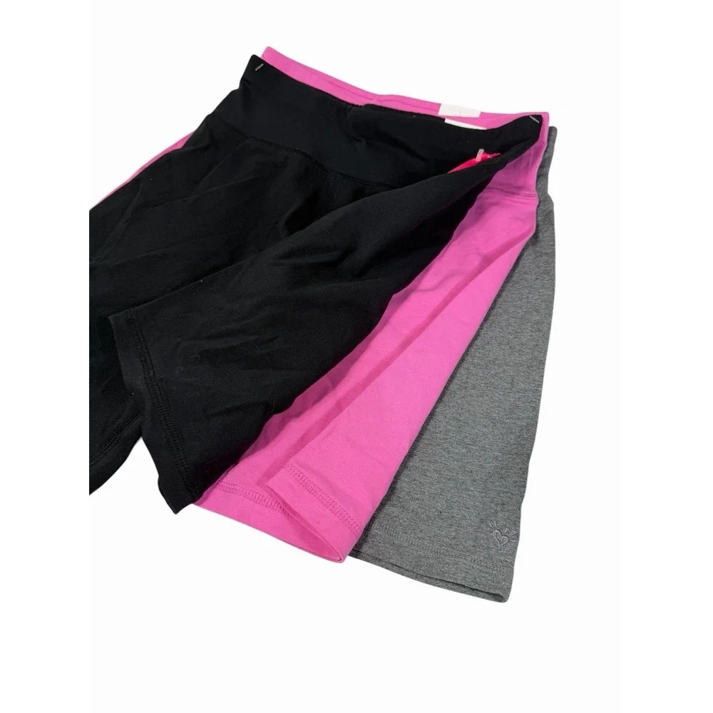 justice girls 3 pack cotton bike shorts size large 10 14 black pink‎ grey